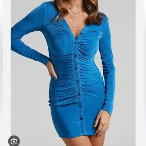 rue 21 blue slinky button down collar polo dress